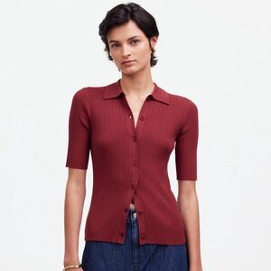 Madewell Burgundy the signature knit sweater polo tee